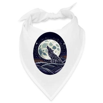 Geometrischer Wolf und Vollmond - Bandana - Weiß - Vorne