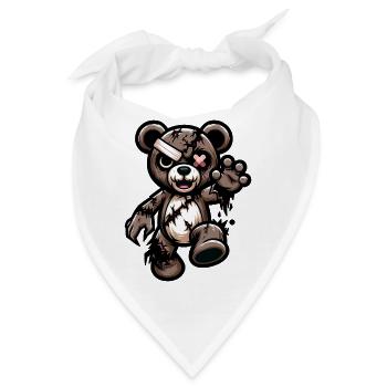 Zerzauster Teddybär mit Narbe - Bandana - Weiß - Vorne