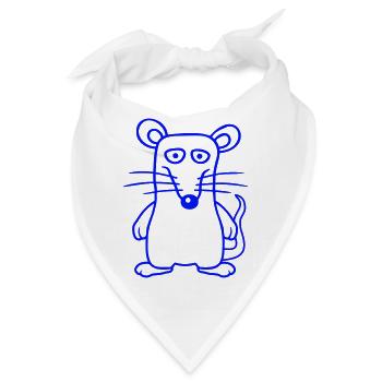 Maus Mäuschen Süße Kleine Ratte Nager Lustig Comic - Bandana - Weiß - Vorne
