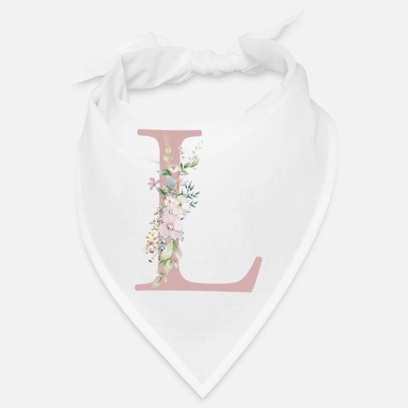 L Monogram, Floral, Personalizable Bandana
