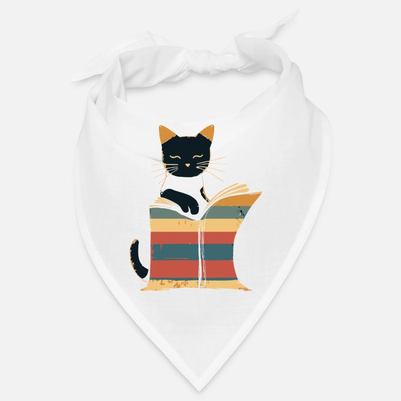 Schwarze Katze liest Buch Bandana
