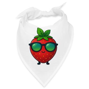 Coole minimalistische Erdbeere fruchtig Sommer - Bandana - Weiß - Vorne