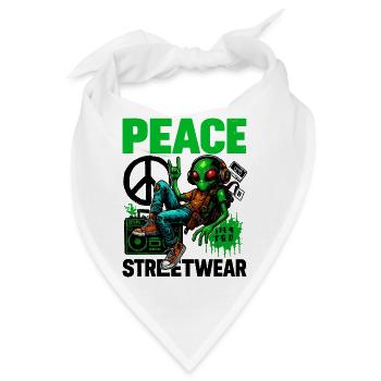 Alien mit Peace-Boombox - Bandana - Weiß - Vorne