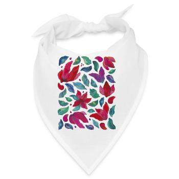 Lebendige Blumen - Bandana - Weiß - Vorne