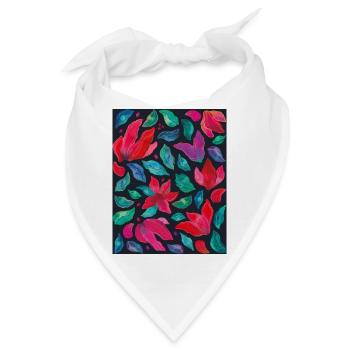 Lebendige Blumen auf dunklem Hintergrund - Bandana - Weiß - Vorne