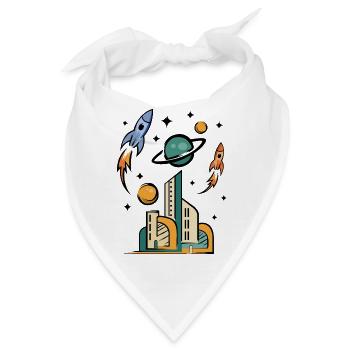Futuristische Stadt mit Raketen - Bandana - Weiß - Vorne