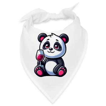 Süßer Panda Rotwein Weinliebhaber Cartoon Weinbau - Bandana - Weiß - Vorne