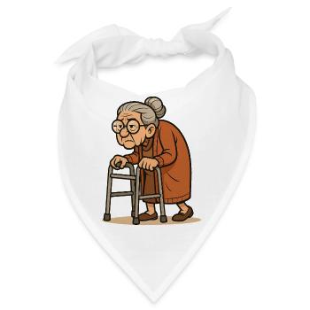 Humorvolle Seniorin mit Rollator Illustration - Bandana - Weiß - Vorne