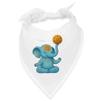 Yoga Elefant mit Handpan Sonne - Bandana - Weiß - Vorne