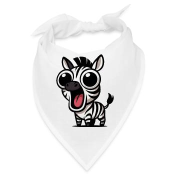 Süßes Zebra Cartoon mit Glubschaugen Freude  - Bandana - Weiß - Vorne