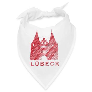 Lübeck Holstentor – Urban Sketch Design - Bandana - Weiß - Vorne