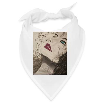 Expressionistisches Porträt mit Blauem Blick - Bandana - Weiß - Vorne