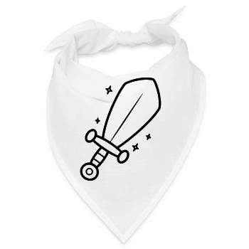 Minimalistisches Schwert Ritter Fantasy Line Art - Bandana - Weiß - Vorne