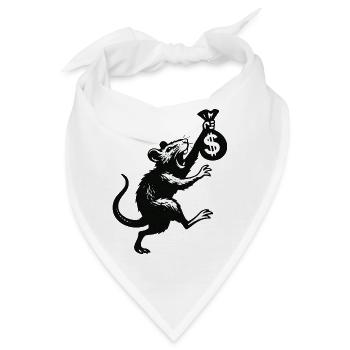 Ratte mit Geldsack im Banksy-Style - Bandana - Weiß - Vorne