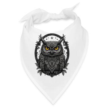 Silbergraue Eule im Sternenring - Bandana - Weiß - Vorne