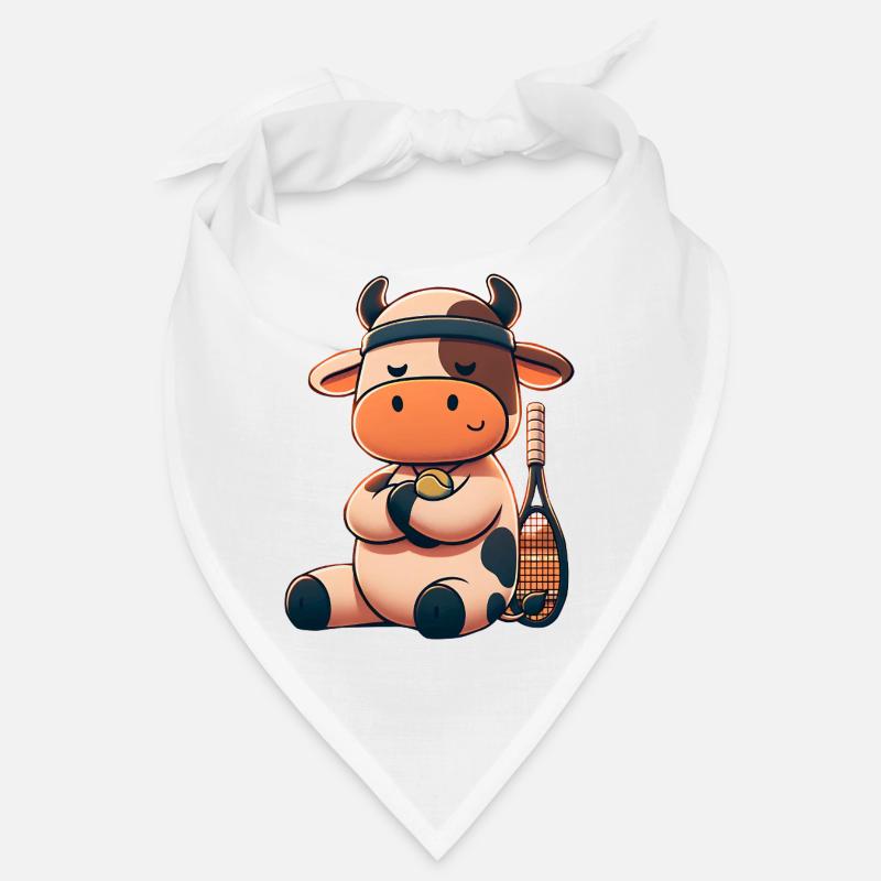 Mignonne vache de tennis avec raquette et balle Bandana