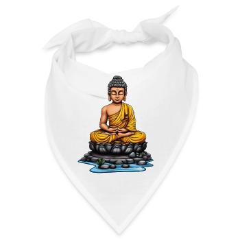Buddha bei Meditation - Bandana - Weiß - Vorne