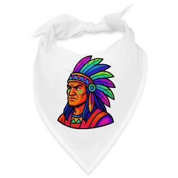 Häuptling Indianer Comic - Bandana - Weiß - Vorne