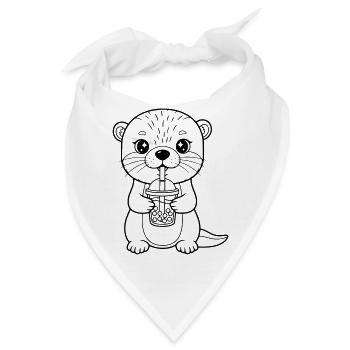 Otter mit Becher - Bandana - Weiß - Vorne