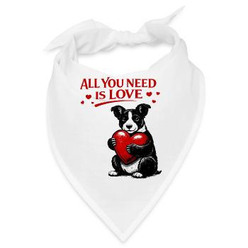 All You Need ist Liebe: Hund mit Herz - Bandana - Weiß - Vorne