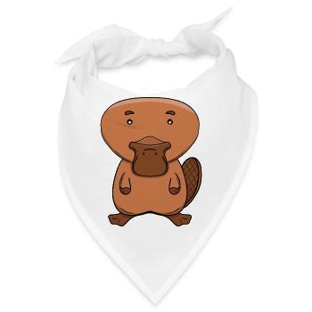 Niedlicher Schnabeltier Kawaii Australischer Tier-Cartoon - Bandana - Weiß - Vorne