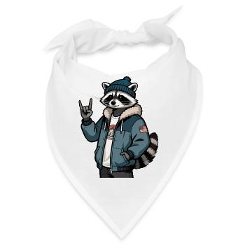 Cooler Waschbär  - Bandana - Weiß - Vorne