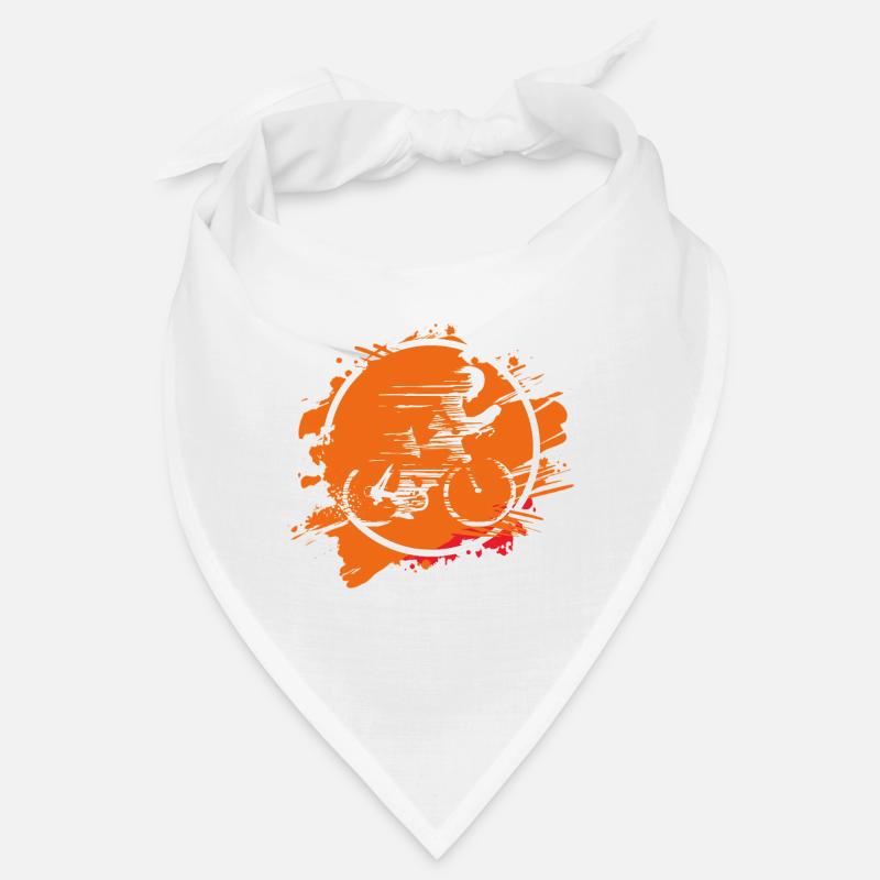 Cyclist in orange splash Bandana