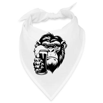 Affe hält ein Getränk mit Schaum - Bandana - Weiß - Vorne