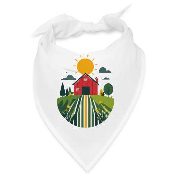 Bauernhof mit roter Scheune Landwirtschaft Motiv - Bandana - Weiß - Vorne