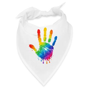 Bunter Handabdruck Aquarell Design  - Bandana - Weiß - Vorne