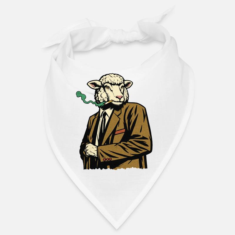 Schaf im Anzug mit Zigarette Bandana