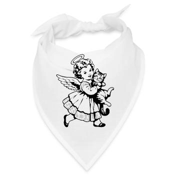 Cherub mit Katze – Vintage Engel Silhouette - Bandana - Weiß - Vorne