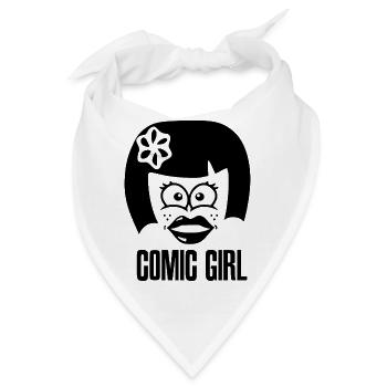 Comic Girl - Schwarz - Bandana - Weiß - Vorne