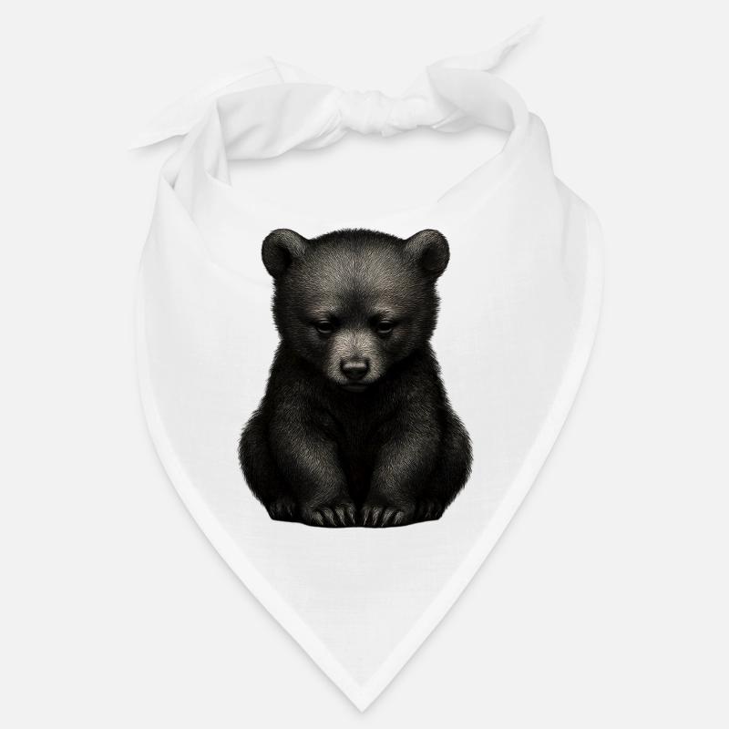 Dark bear cub sitting Bandana