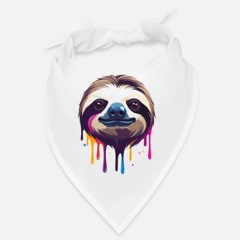 Faultier Neon Farbtropfen Illustration Bandana