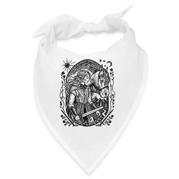 Nachtwald Silhouette: Fantasy-Wächter - Bandana - Weiß - Vorne