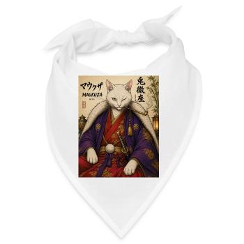 Maukuza Samurai Katze - Bandana - Weiß - Vorne
