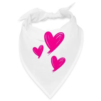 Herzen pink - Bandana - Weiß - Vorne
