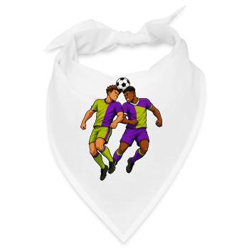 Fußball Kopfball Duell Comic Spieler - Bandana - Weiß - Vorne