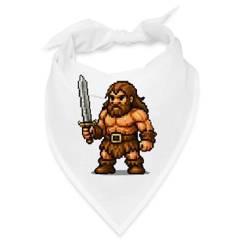 Pixel Barbar mit Schwert - Bandana - Weiß - Vorne
