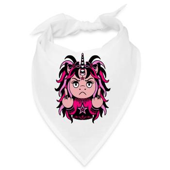 Pink Void: Schwarz-pinkes EinZORN mit Mittelfinger - Bandana - Weiß - Vorne