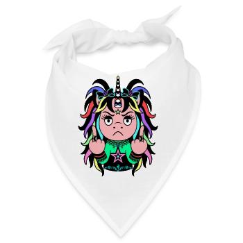 Colour-Chaos: Buntes EinZORN mit Mittelfinger - Bandana - Weiß - Vorne