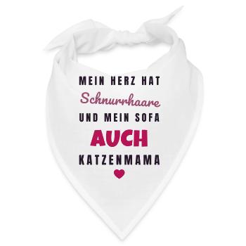 Katzenmama Mein Herz hat Schnurrhaare - Katze - Bandana - Weiß - Vorne