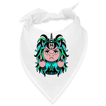 Cyan-ide: Blau-Grünes EinZORN mit Mittelfinger - Bandana - Weiß - Vorne