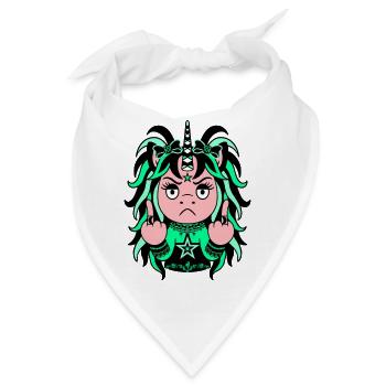 Filly Eilish: Grünes EinZORN mit Mittelfinger - Bandana - Weiß - Vorne