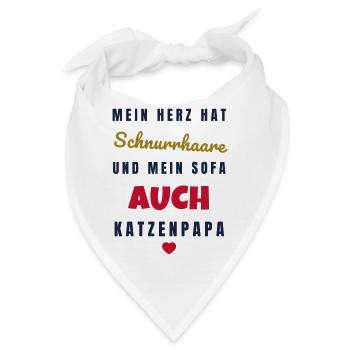 Katzenpapa Mein Herz hat Schnurrhaare - Katze - Bandana - Weiß - Vorne