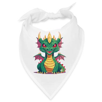 Grimmiger kleiner Drache Feuer Vektor Design - Bandana - Weiß - Vorne