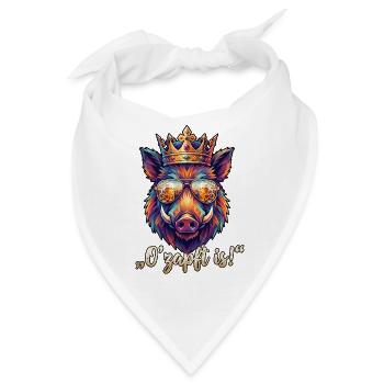 Poly Art Wildschwein O zapft is - Bandana - Weiß - Vorne