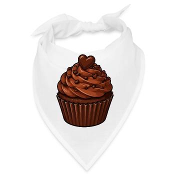 Schoko Cupcake Herzmotiv - Bandana - Weiß - Vorne