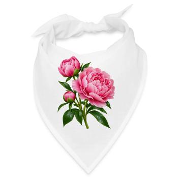 Rosa Pfingstrosenblütenstrauß - Bandana - Weiß - Vorne